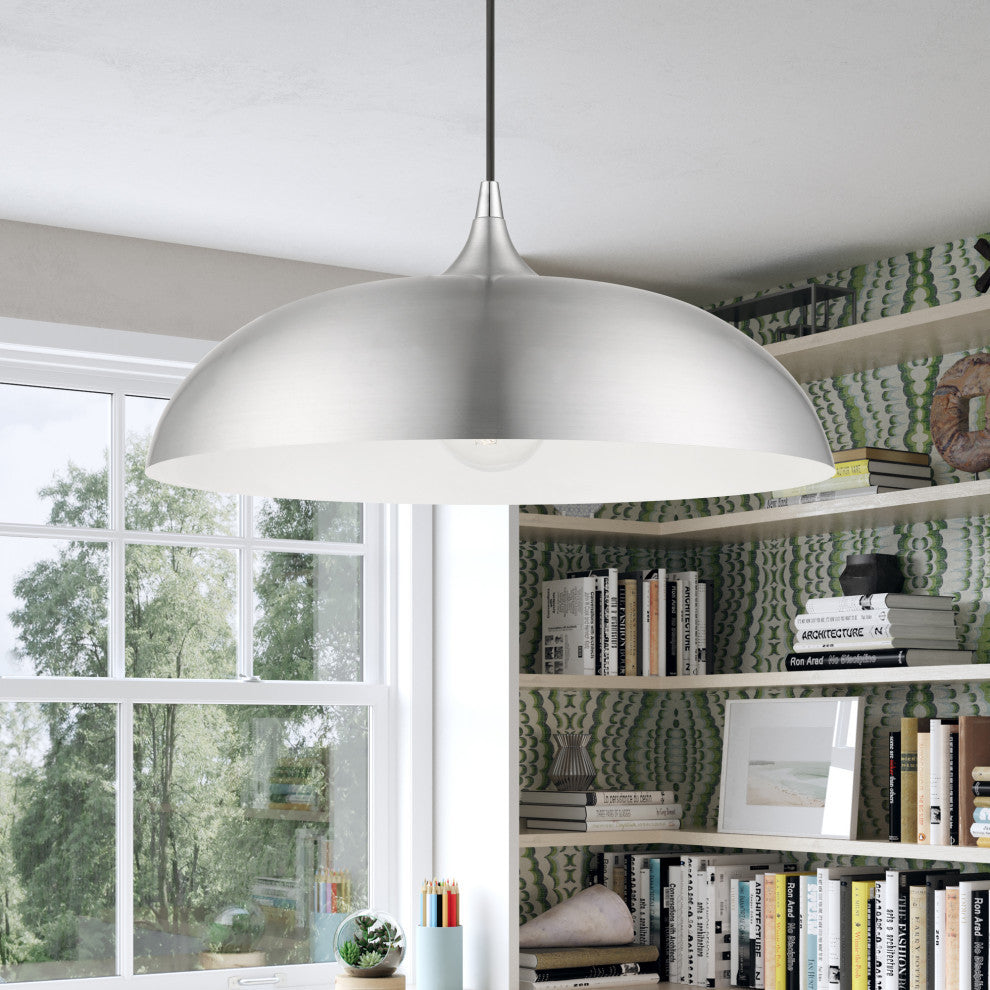 Amador 1 Light Brushed Aluminum With Polished Chrome Accents Pendant