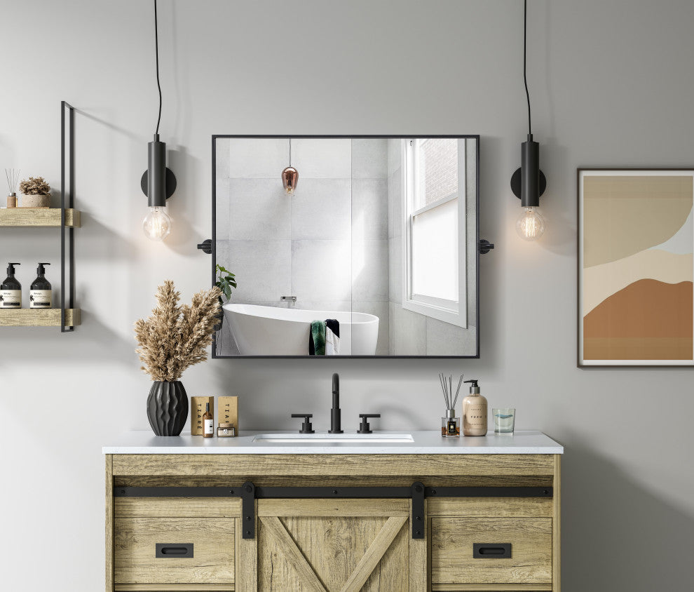Home Living 30x36 Pivot Mirror, Black