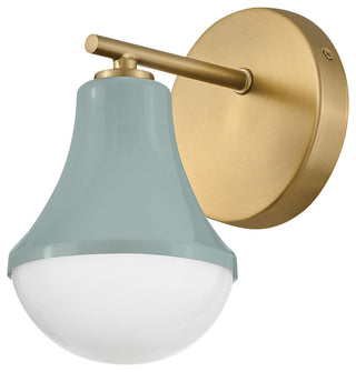 Lark Haddie 9" Modern Bath Sconce, Seafoam+ Lacquered Brass