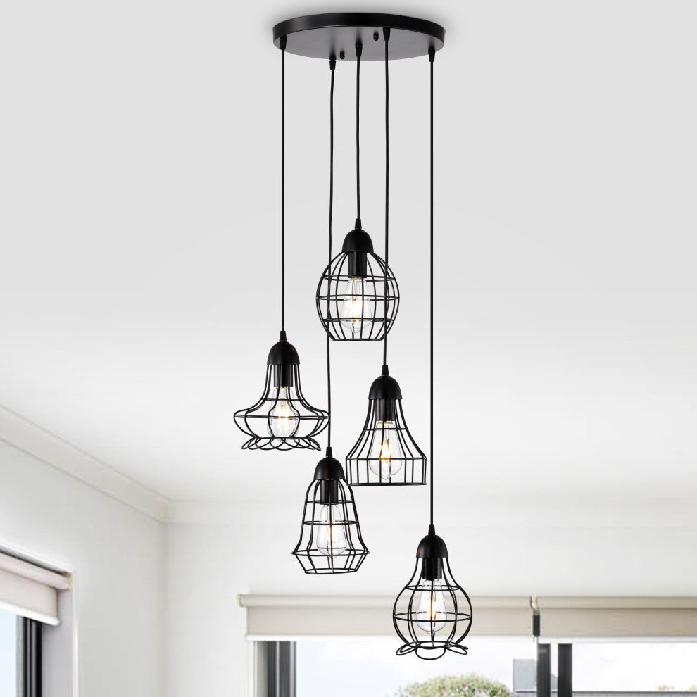 Thalia 5-Light Black Cluster Pendant