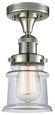 Small Canton 1-Light Semi-Flush Mount, Polished Nickel, Clear