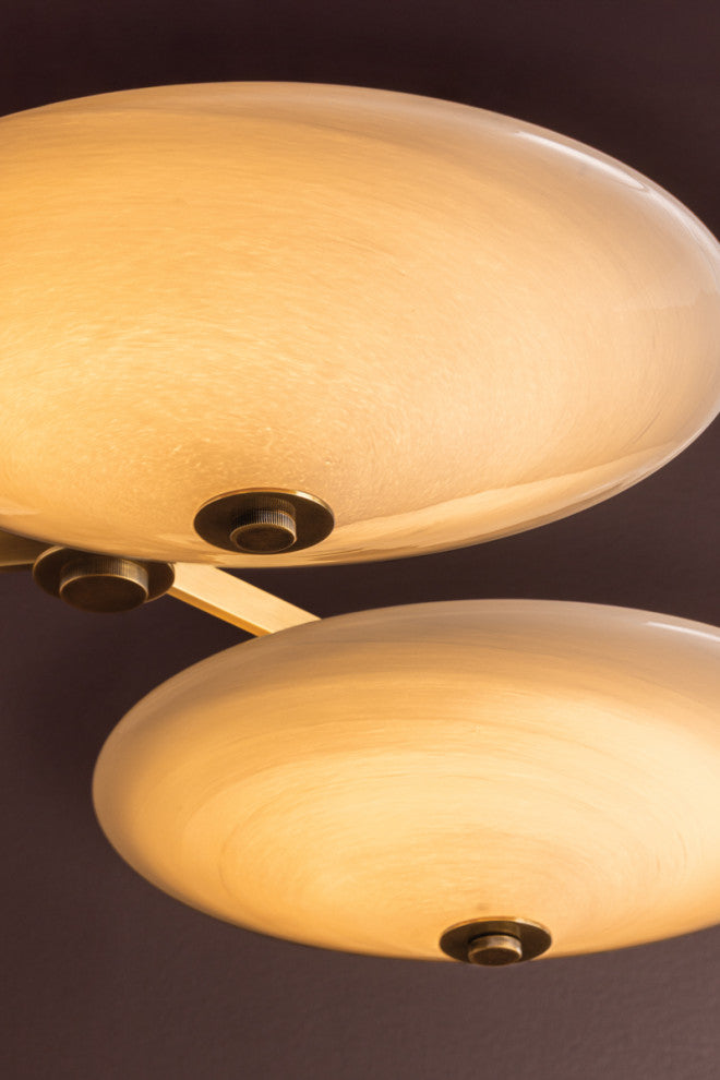 Corbett Lighting Cologne LED Flush Mount, Vintage Brass, 45.25"Dx12"H