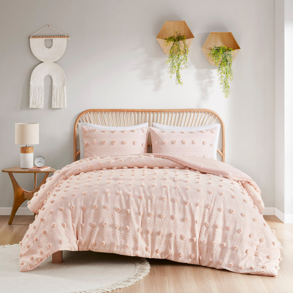 Intelligent Design Lucy Clip Jacquard Comforter Set, Pink