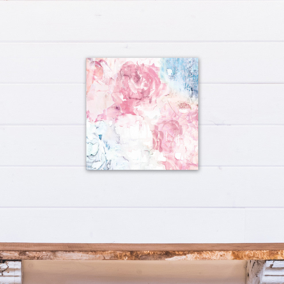 Pink Flower Watercolor 16x16 Canvas Wall Art