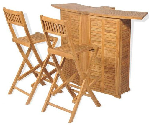 Vidaxl 3 Piece Bistro Set With Folding Chairs Solid Teak Wood