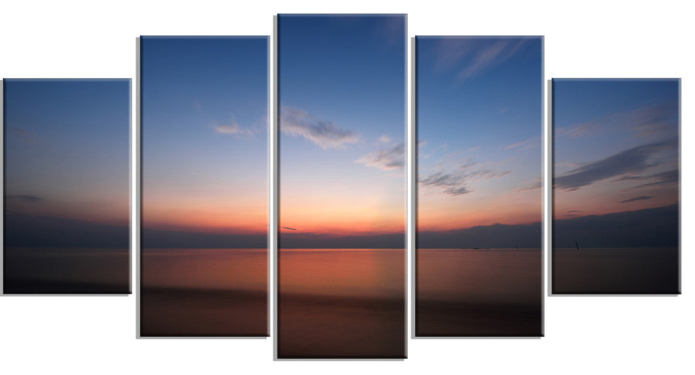 "Ko Samui Sea Sunrise Panorama" Oversized Beach Wall Art, 5 Panels, 60"x32"