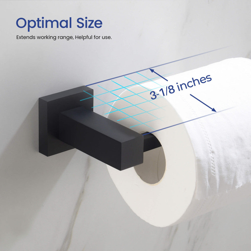 Cube 4-Piece Bathroom Hardware Set, Matte Black