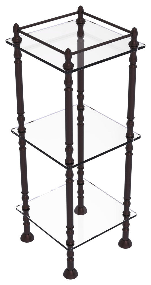 Three Tier Etagere with 14" x 14" Shelves, Antique Bronze
