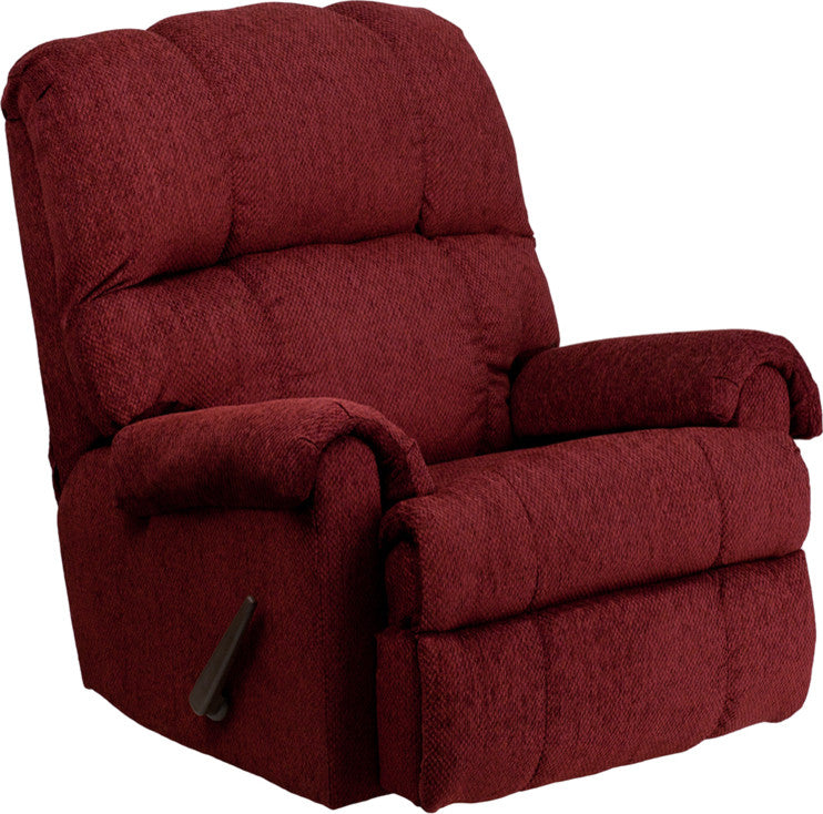 Chenille Rocker Recliner, Burgundy