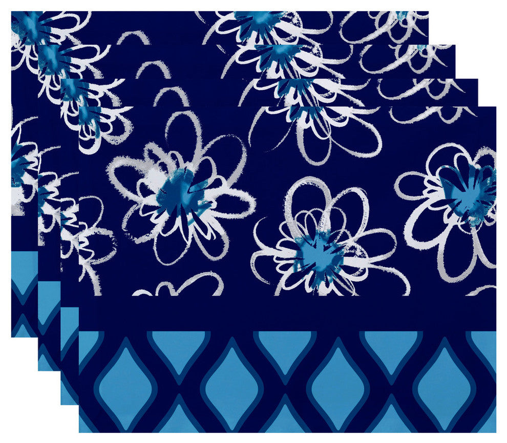 Decorative Holiday Placemat Geometric, Set of 4, Light Blue