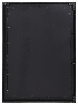 Rustic Black Silver Iron Wall Mirror, 35" Geometric Vanity Metal Minimalist