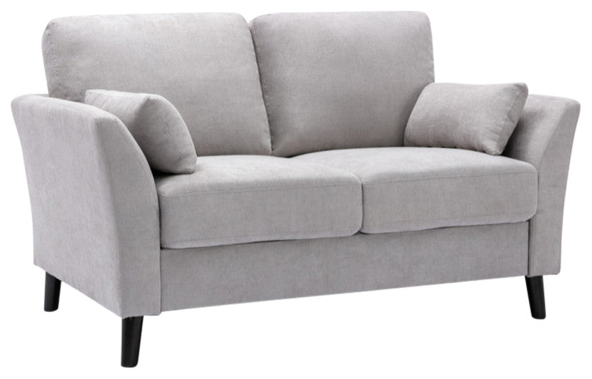 Damian Woven Fabric Loveseat, Light Gray
