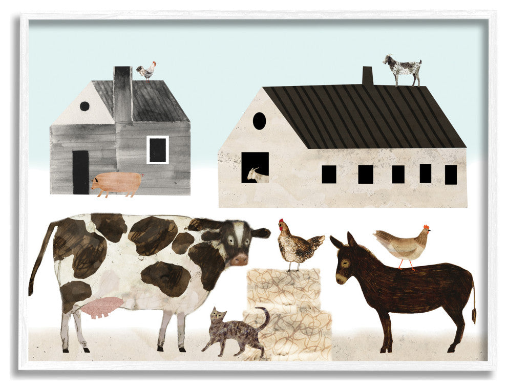 Minimal Farm Animals Barn and Home, 14 x 11
