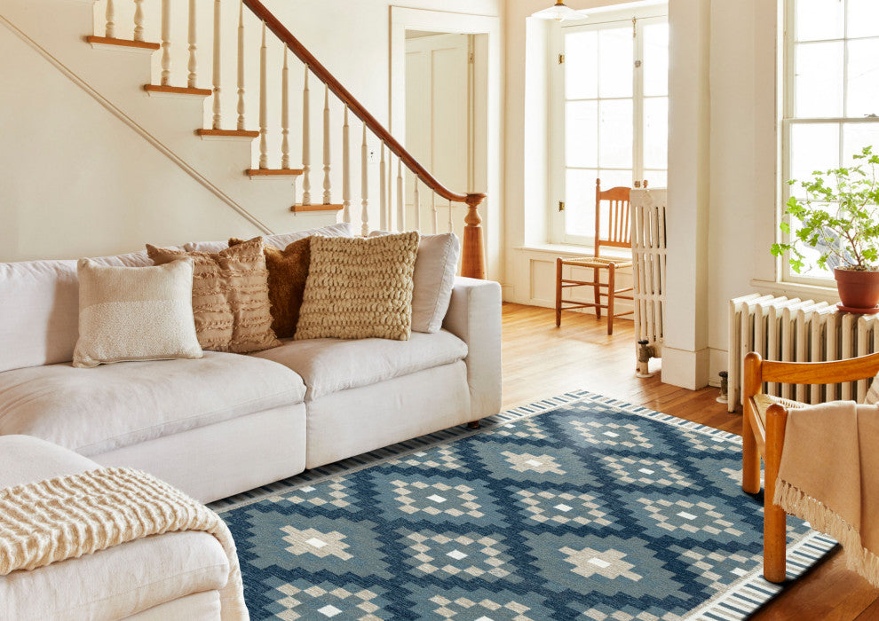 NuStory Mosaic Panja Hand-Made Contemporary Area Rug in Green, 5' x 8'