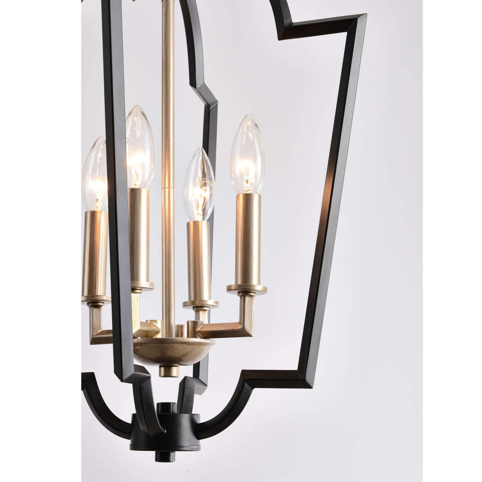 Iris Black and Light Gold With Bronze Lantern Chandelier
