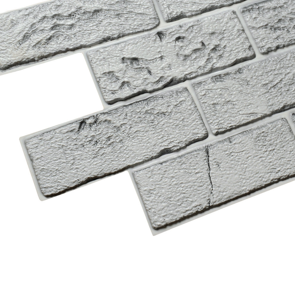 Grey Bricks 3D Wall Panels, Set of 10, Covers 64 Sq Ft