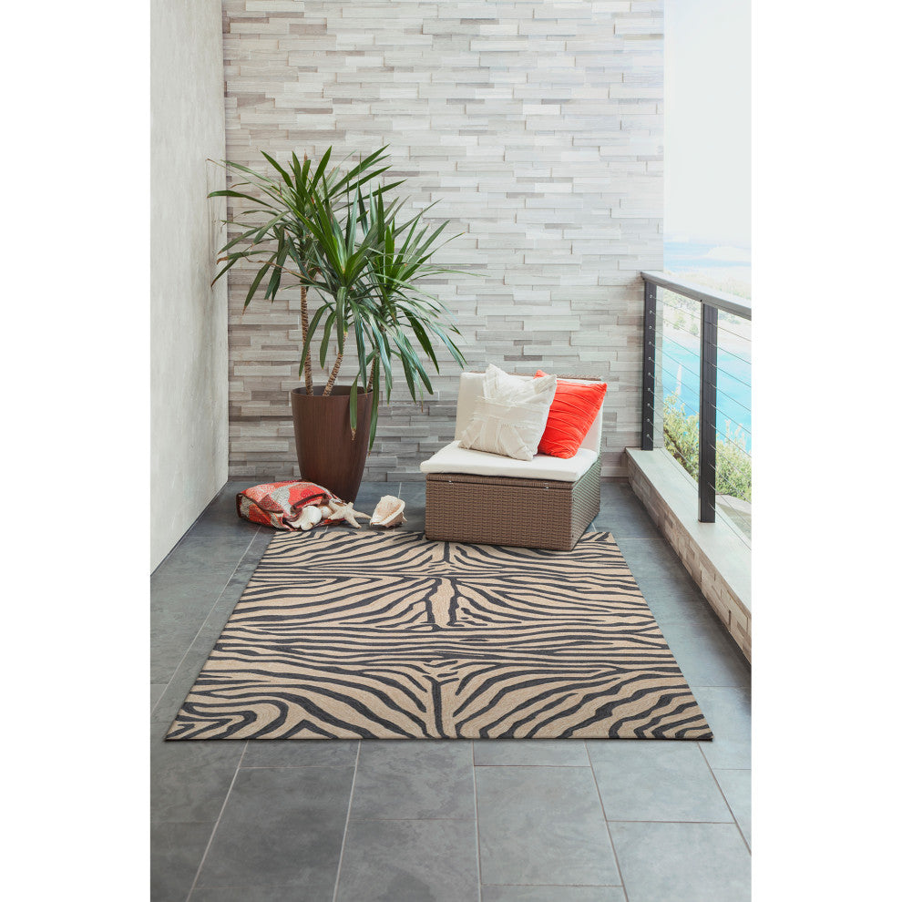 Ravella Zebra Indoor/Outdoor Rug, Black, 3'6"x5'6'