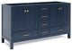 ARIEL Cambridge 60" Double Sink Bathroom Vanity Base Midnight Blue