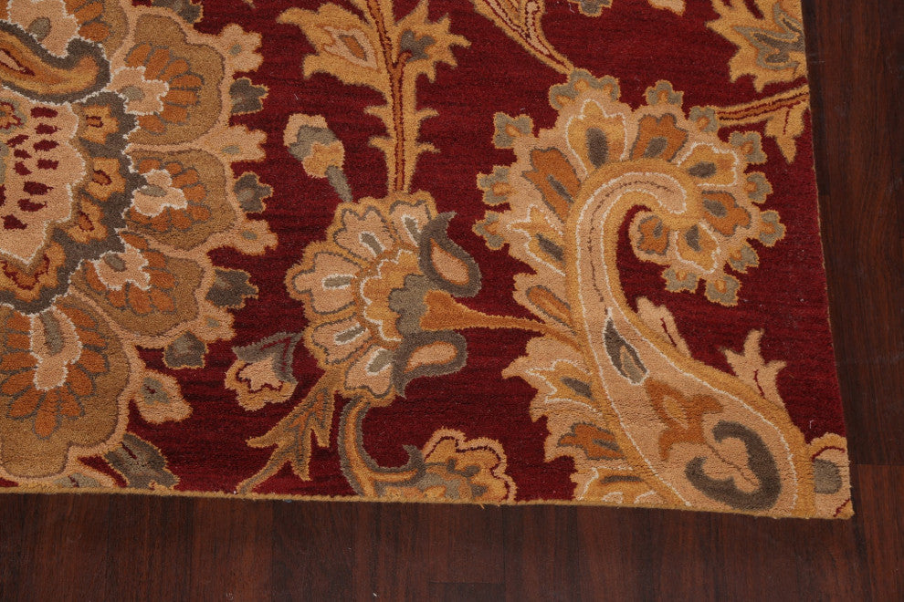 Red Floral Paisley Oriental Area Rug Hand-tufted Wool Carpet 9x12