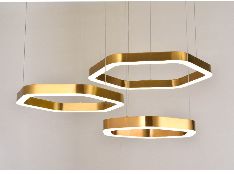 Hexagon combined ring lamps for living room, dining room, bedroom., 32x39x47''