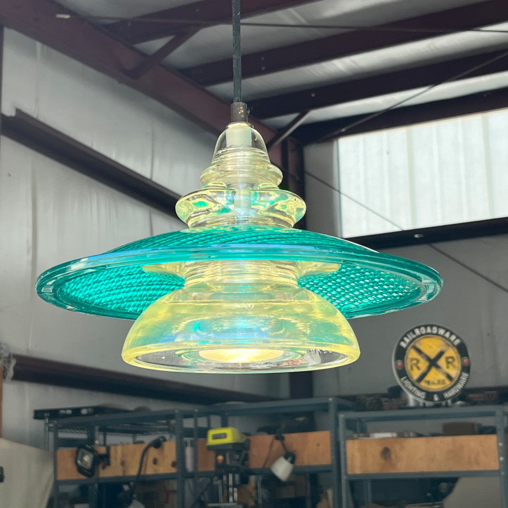 Insulator Light Pendant 12" Trafficlight Lens MS Aqua 500 lumen