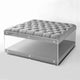 Rossi Linen Oversized Button Tufted Clear Acrylic Sides Ottoman, Light Gray