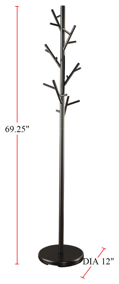 Metal 18-Hook Coat Rack With Heavy Duty Base, Black