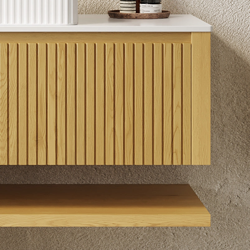 Wall-Mounted Plywood Bathroom Vanity With Sink, With Rectangular Vessel