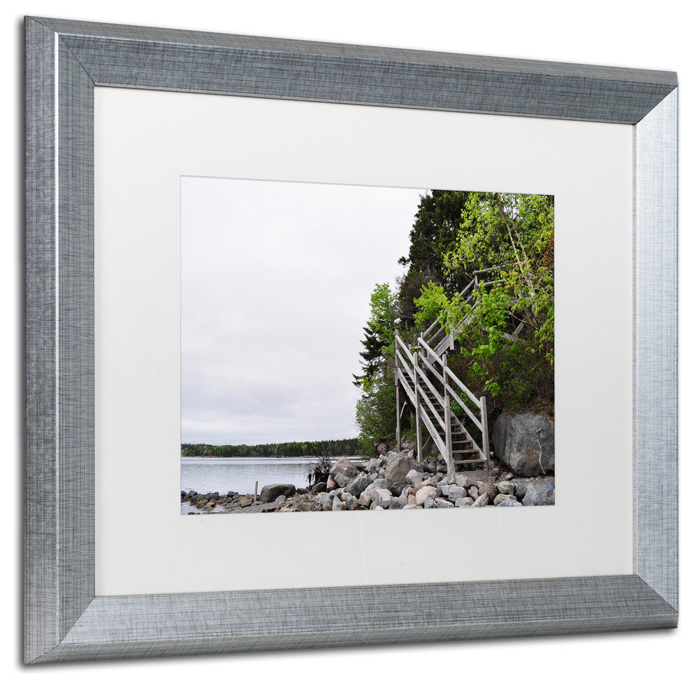 Nicole Dietz 'Steps At Pretty Marsh' Matted Art, Silver Frame, White, 20x16