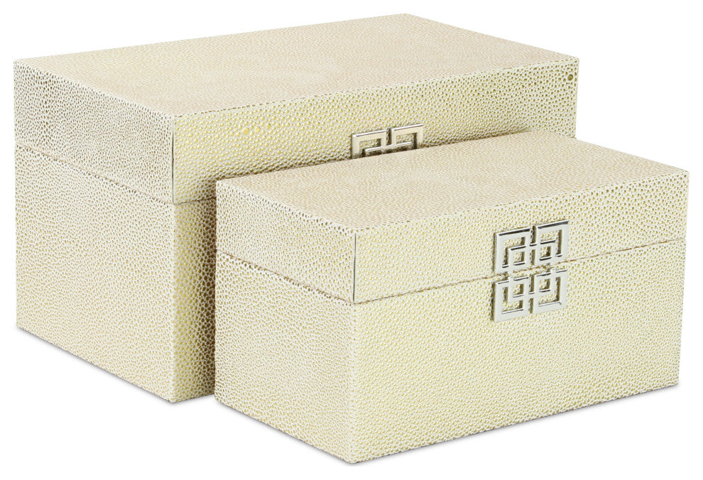 Galena "Double Happiness" Faux Shagreen Box Set, White Gold