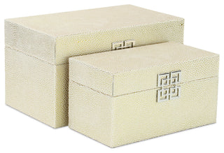 Galena "Double Happiness" Faux Shagreen Box Set, White Gold