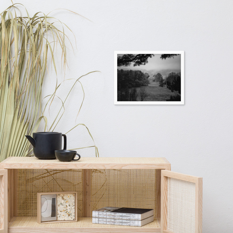 Mist of Valley Forge in Black and White Framed Photo Paper Wall Art Prints, White, 12" X 16"