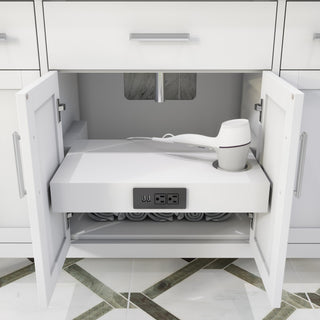 Kali Vanity with Power Bar and Drawer Organizer, White, 48