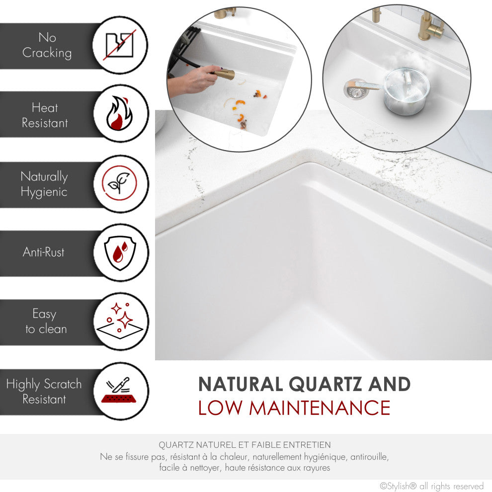 DualMount 32" Workstation SingleBowl White Granite Kitchen Sink