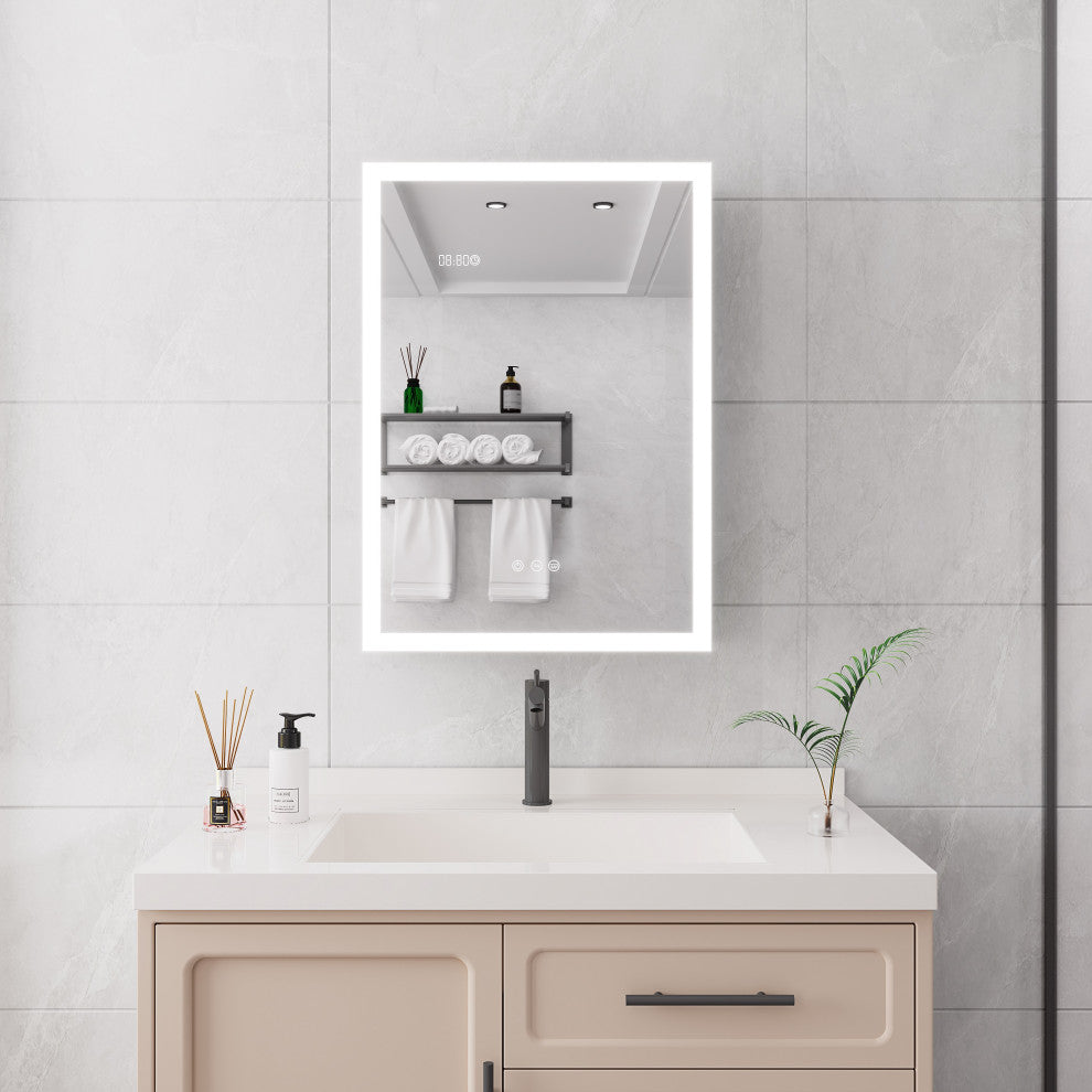 20" Surface Mount Aluminum Medicine Cabinet with Mirror and LED Lights