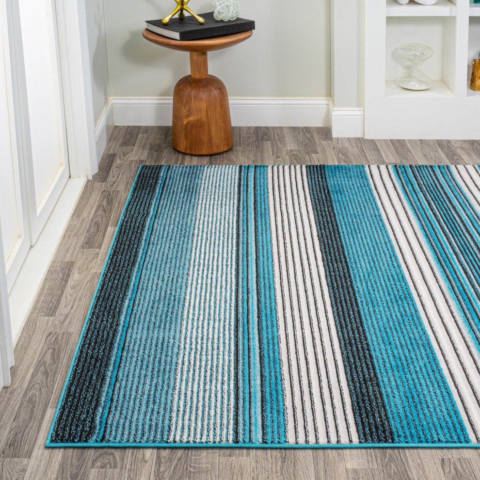 Duxbury Gradient Ticking Striped Blue/Navy 8'x10' Area Rug