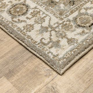 Adeline Faded Borders Grey and Ivory Area Rug, 3'3"x5'2"