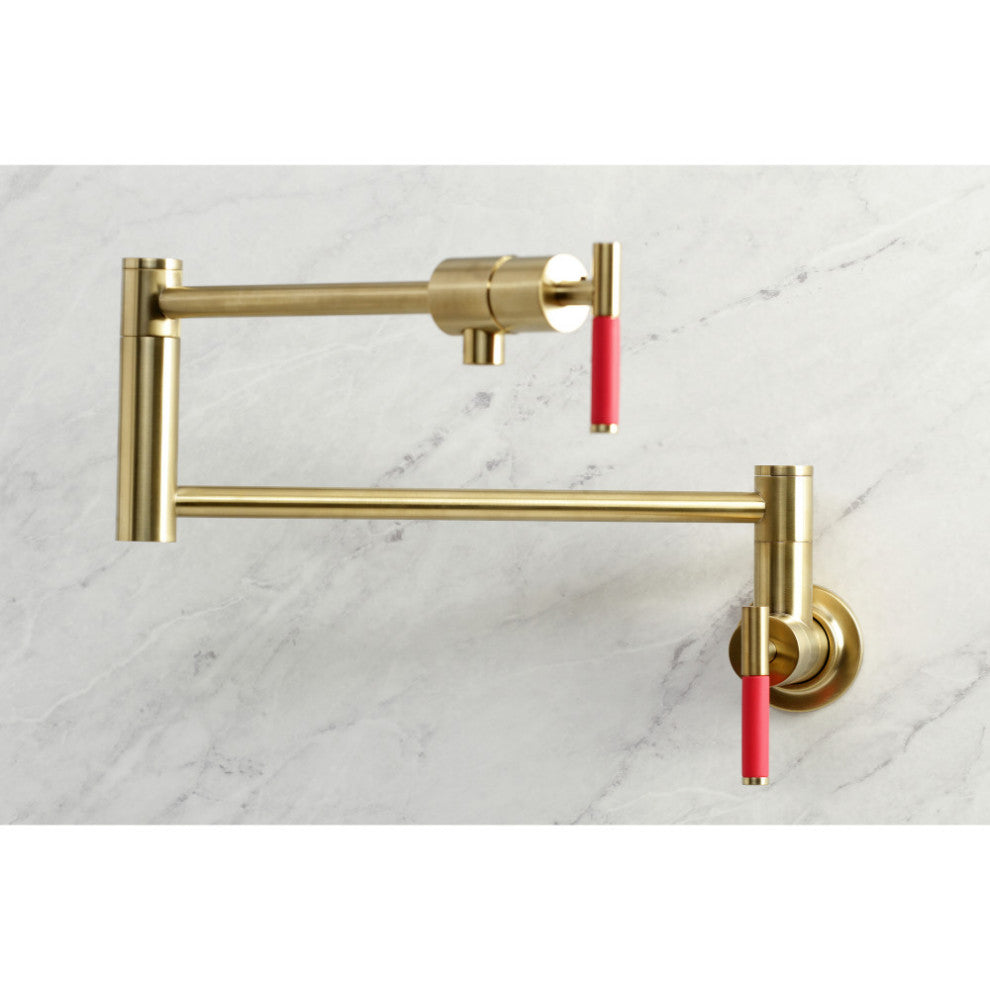 Kingston Brass KS4107CKL Kaiser Wall Mount Pot Filler Faucet, Brushed Brass