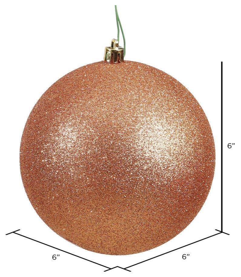 Vickerman N591558DG 6" Rose Gold Glitter Ball Ornament, 4 per Bag