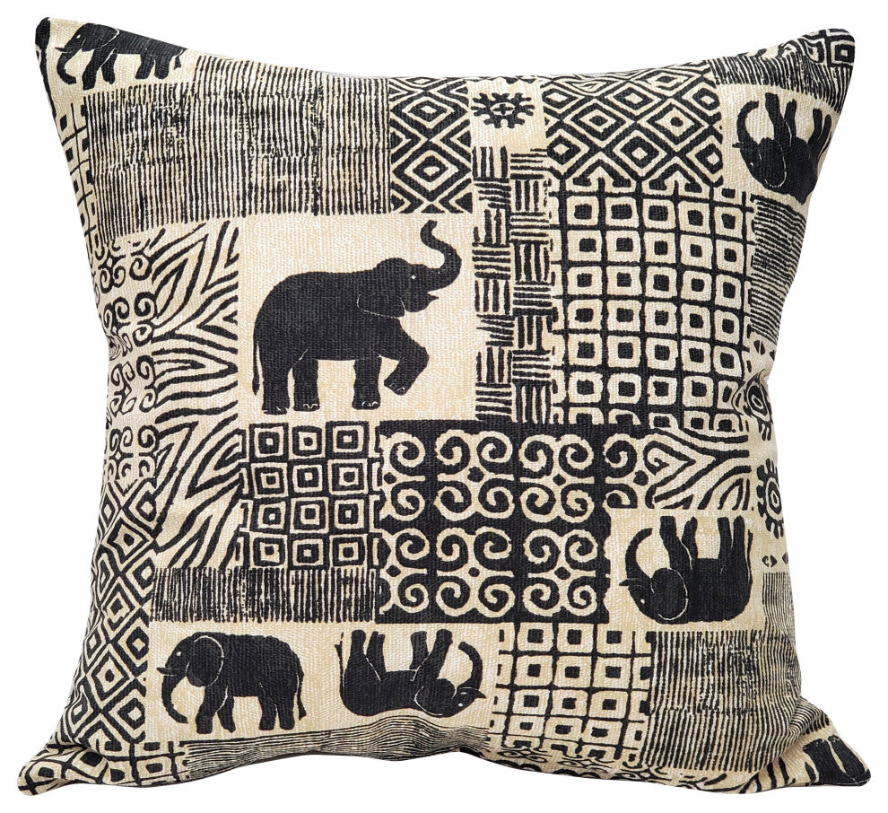 Zakouma Elephant Throw Pillow 20x20, with Polyfill Insert