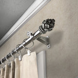 Bud Curtain Rod, Satin Nickel, 120-170"