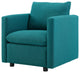 Armchair and Loveseat Sofa Set, Fabric, Teal Blue, Modern, Lounge Hospitality