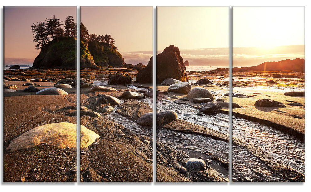 Olympic National Park Coast, Large Seashore Canvas Print, 48"x28", 4 Panels