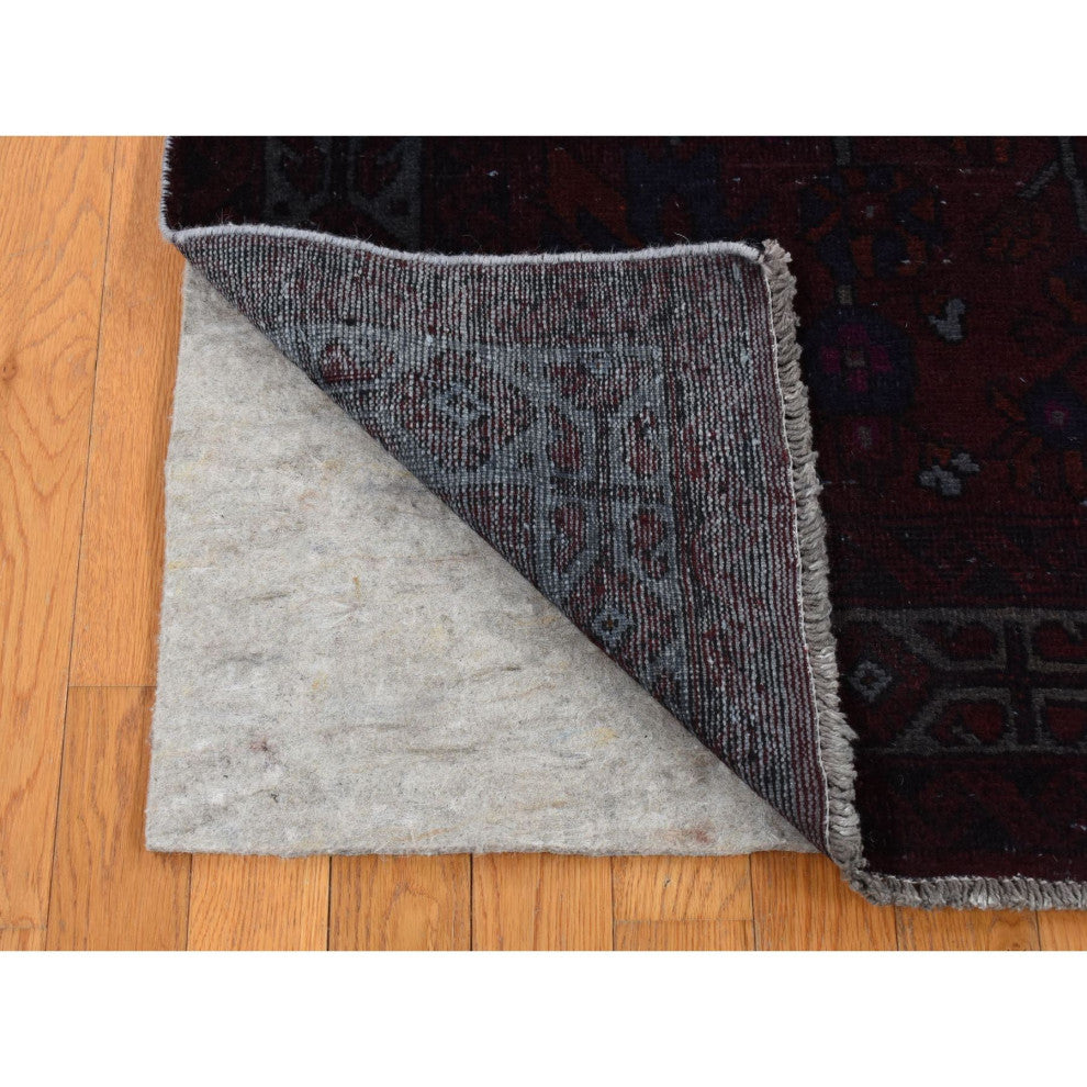 Red Overdyed Dark Persian Bakhtiar Handmade Wool Wide and Long Rug, 5'4"x9'5"