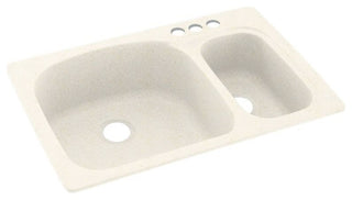 Swan 33x22x9 Solid Surface Kitchen Sink, 3-Hole, Baby's Breath