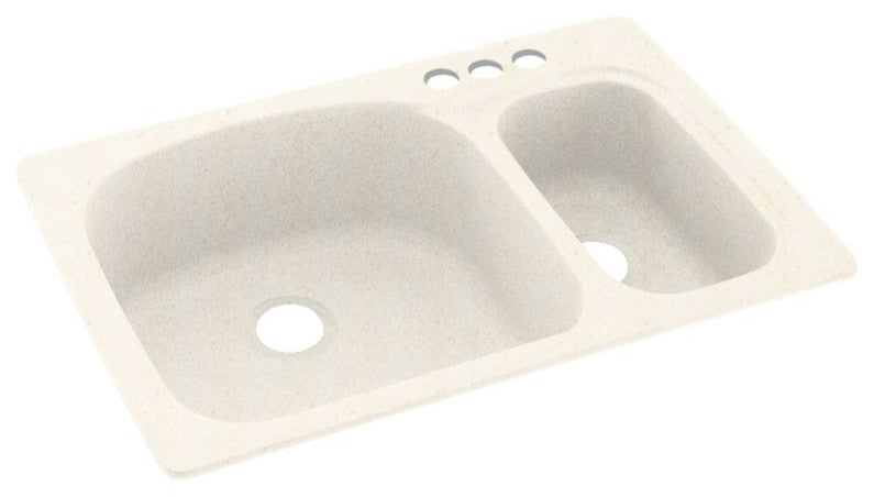 Swan 33x22x9 Solid Surface Kitchen Sink, 3-Hole, Baby's Breath