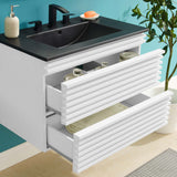 Render 30" Wall-Mount Bathroom Vanity, White Black