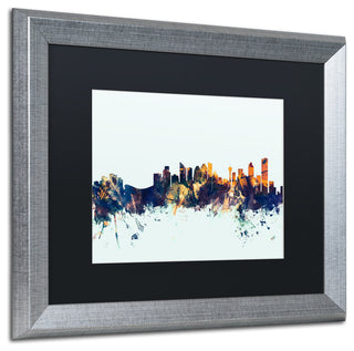 Michael Tompsett 'Calgary Canada Skyline Blue' Matted Framed Art, 16x20