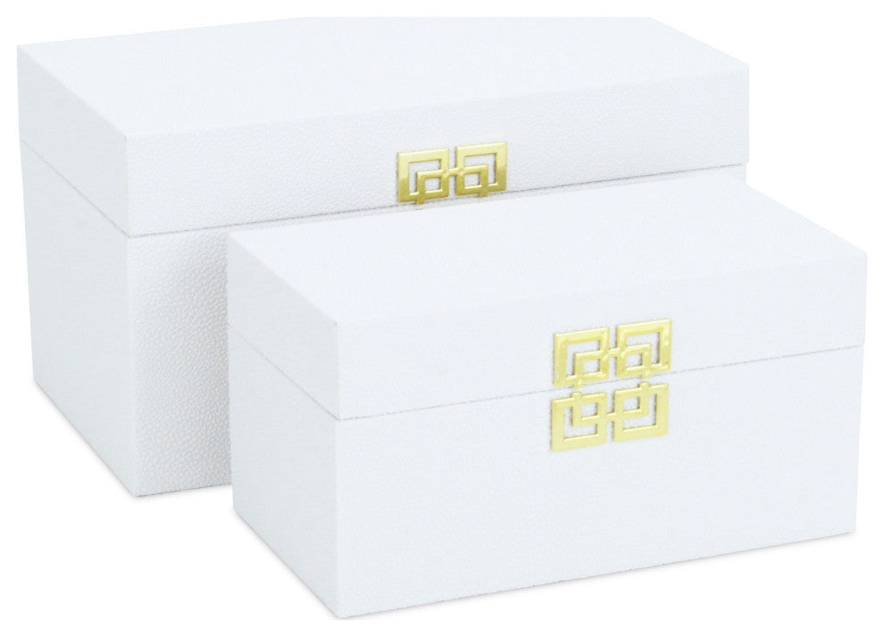 Midnight Charm Keepsake Boxes, Set of 2, White