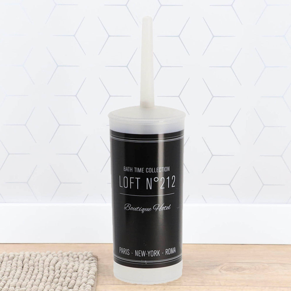 Bathroom Accessories Bath Time Collection, Black, Toilet Brush and Holder